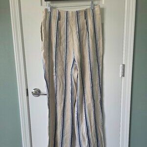 Worth Womens Fiona Wide Stripe Linen Blend Pant Trousers Size 10